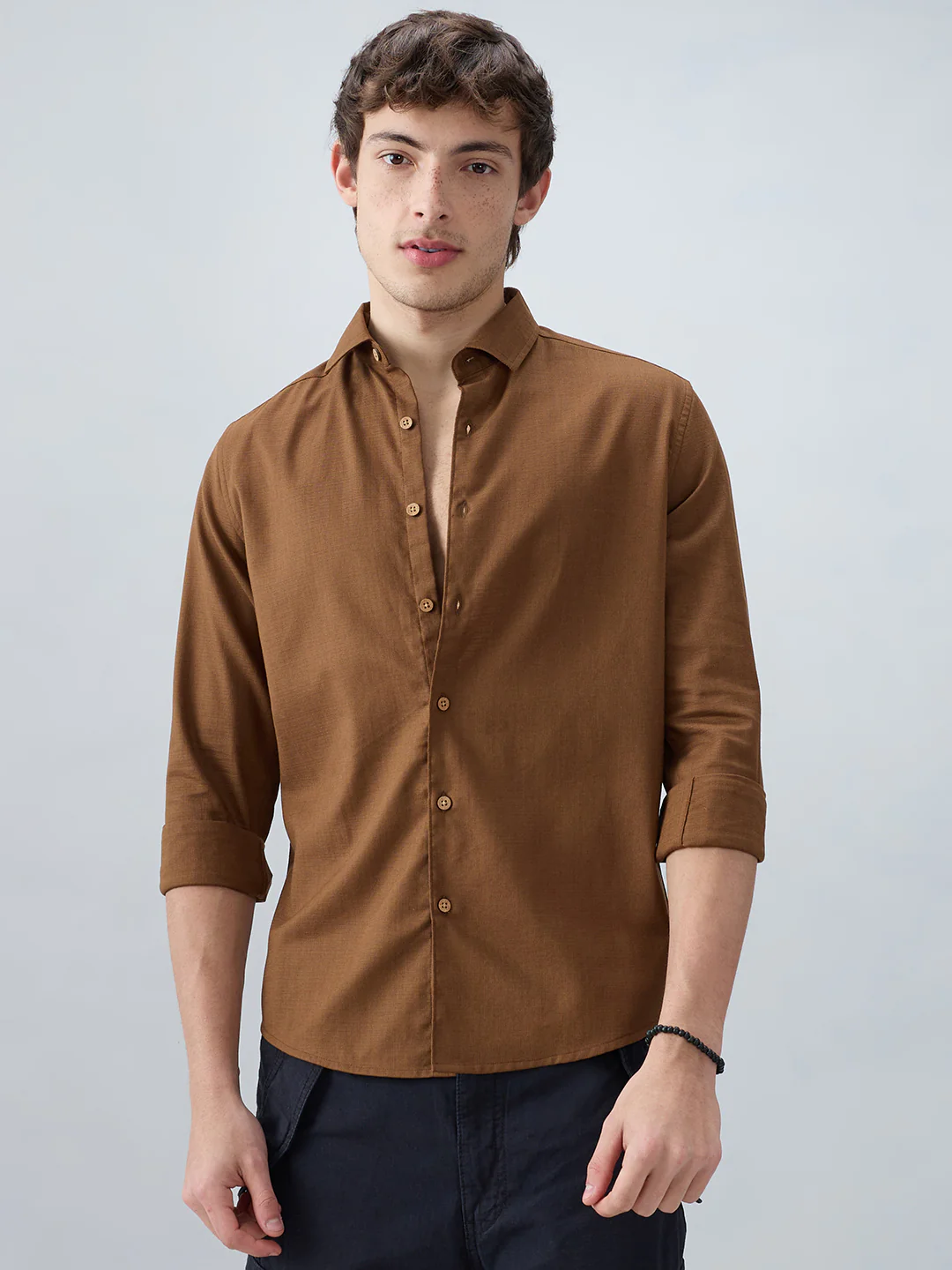 Deep Brown Dense Weave Shirt - Image 5