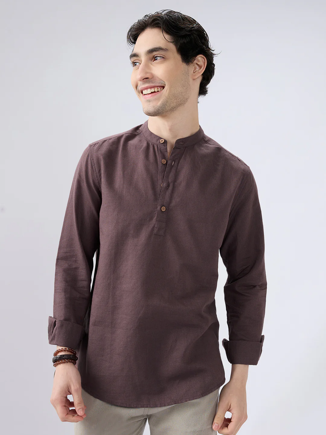 Deep Brown Everyday Linen Kurta - Image 5