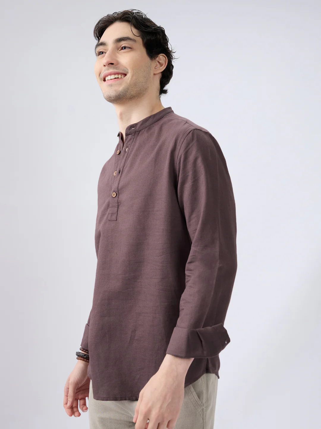 Deep Brown Everyday Linen Kurta - Image 6