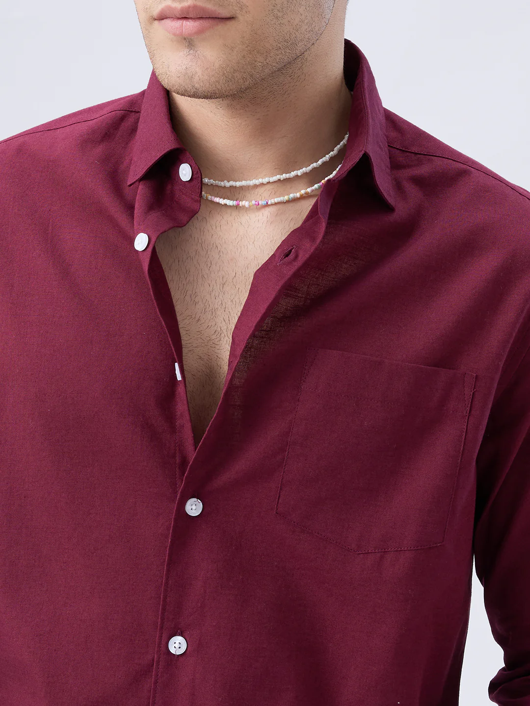 Deep Maroon Slub Essence Shirt - Image 3