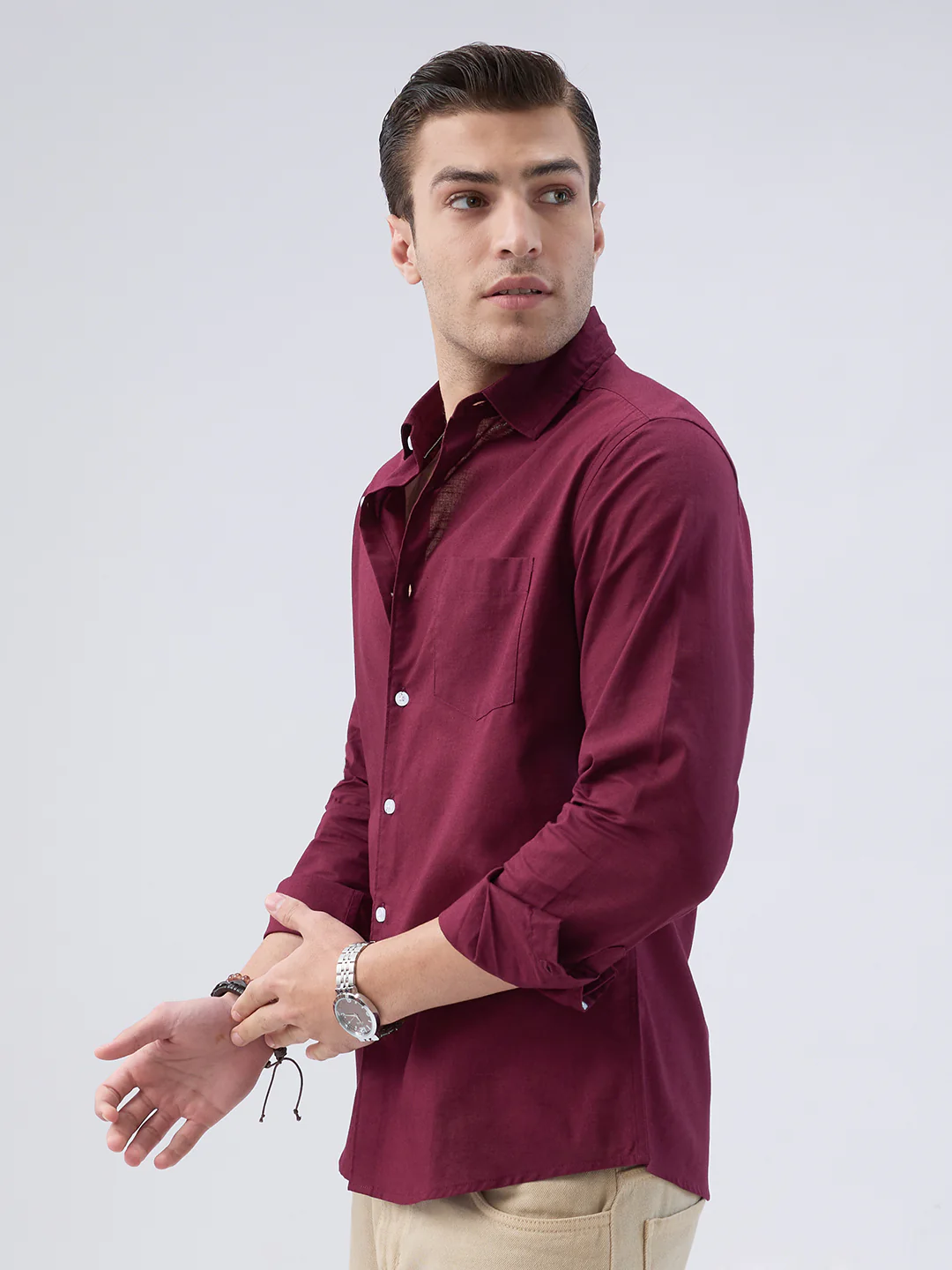 Deep Maroon Slub Essence Shirt - Image 7