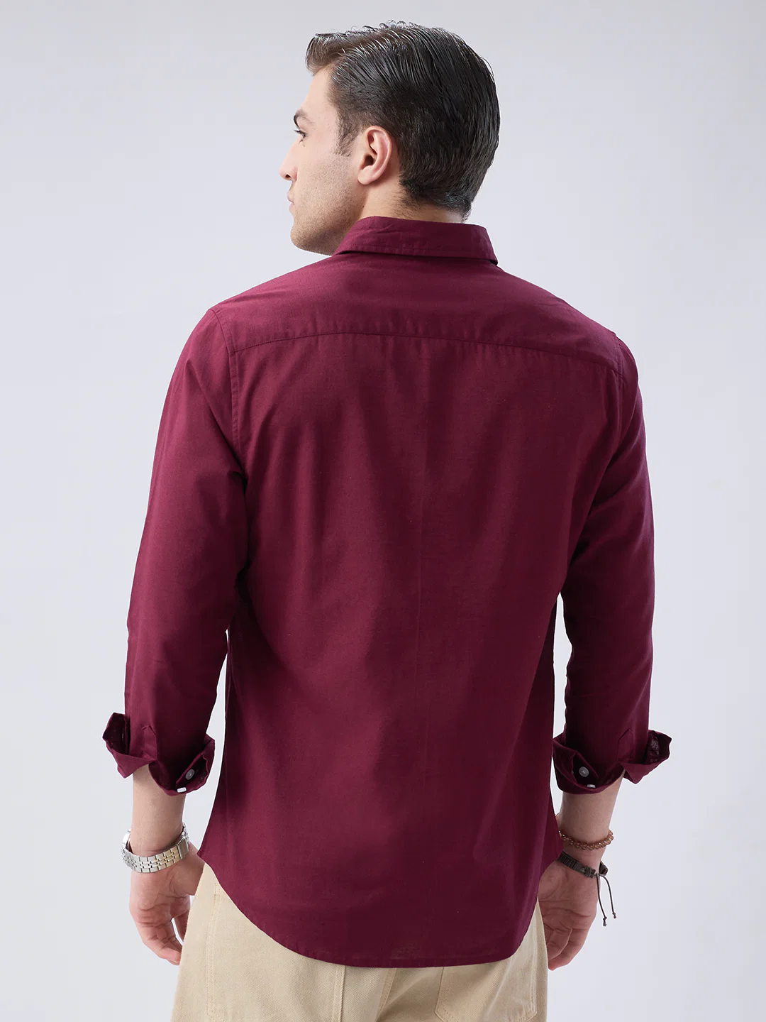 Deep Maroon Slub Essence Shirt - Image 8
