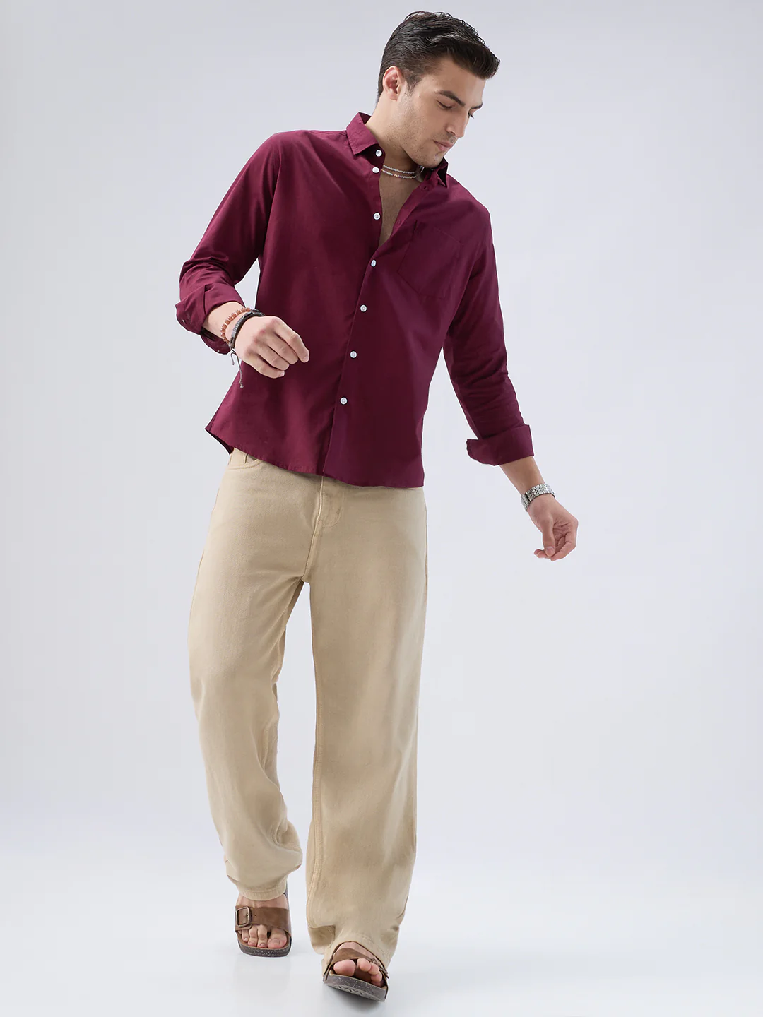 Deep Maroon Slub Essence Shirt - Image 9