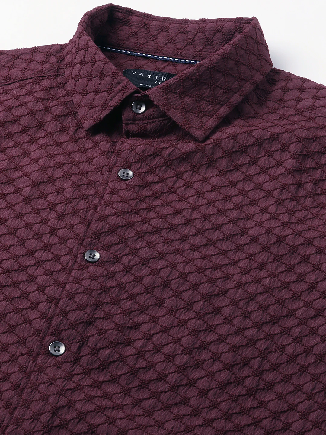 Deep Maroon Textured Shirt - Image 3
