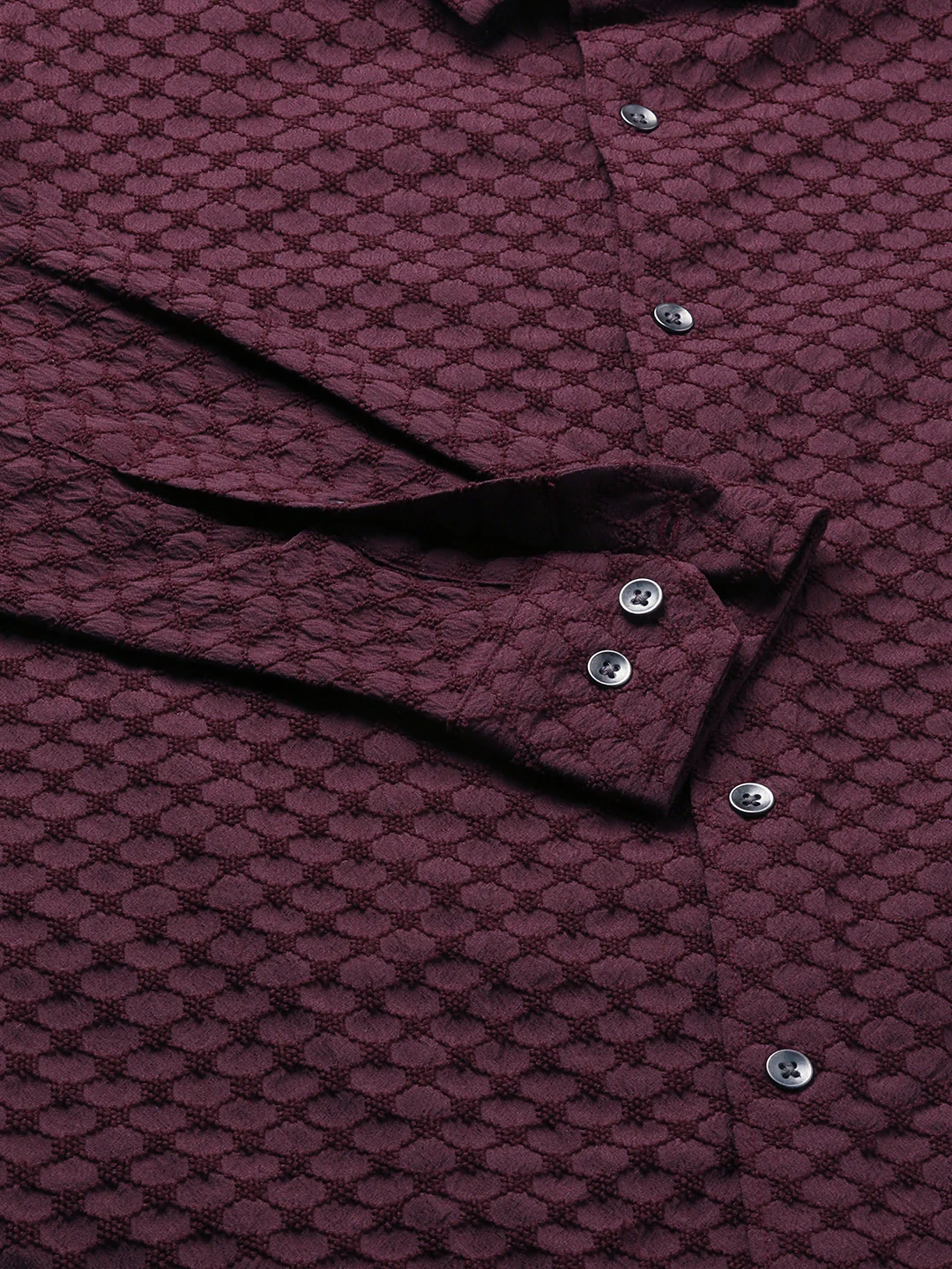 Deep Maroon Textured Shirt - Image 9