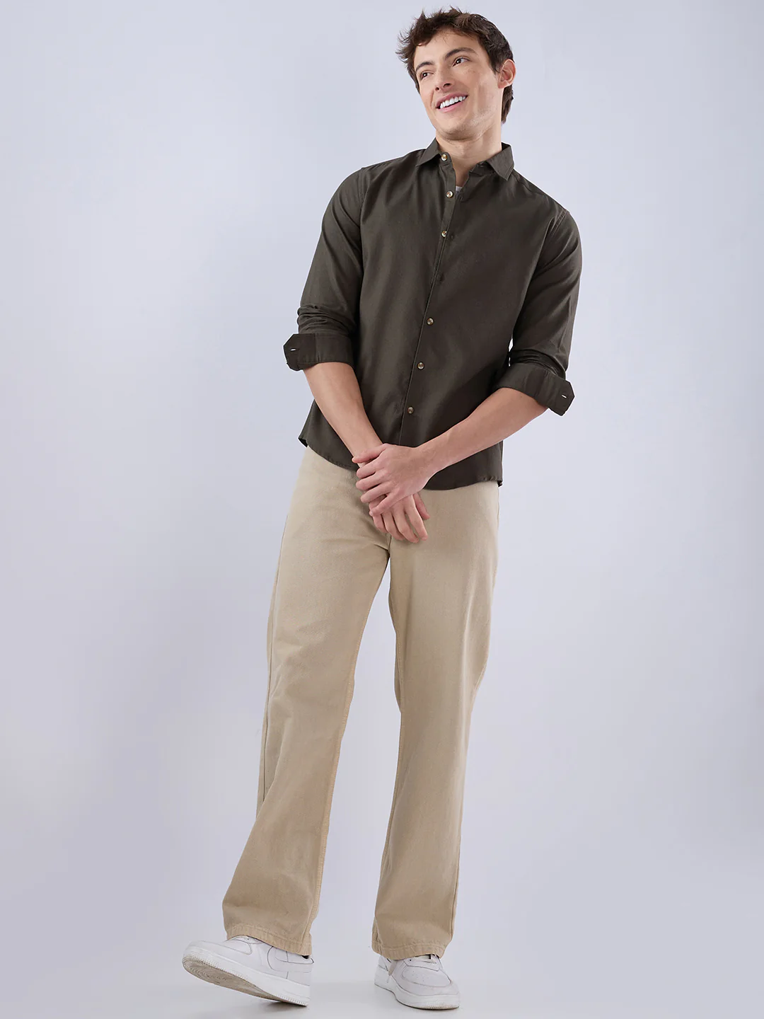 Deep Olive Refined Textured Shirt - Image 8
