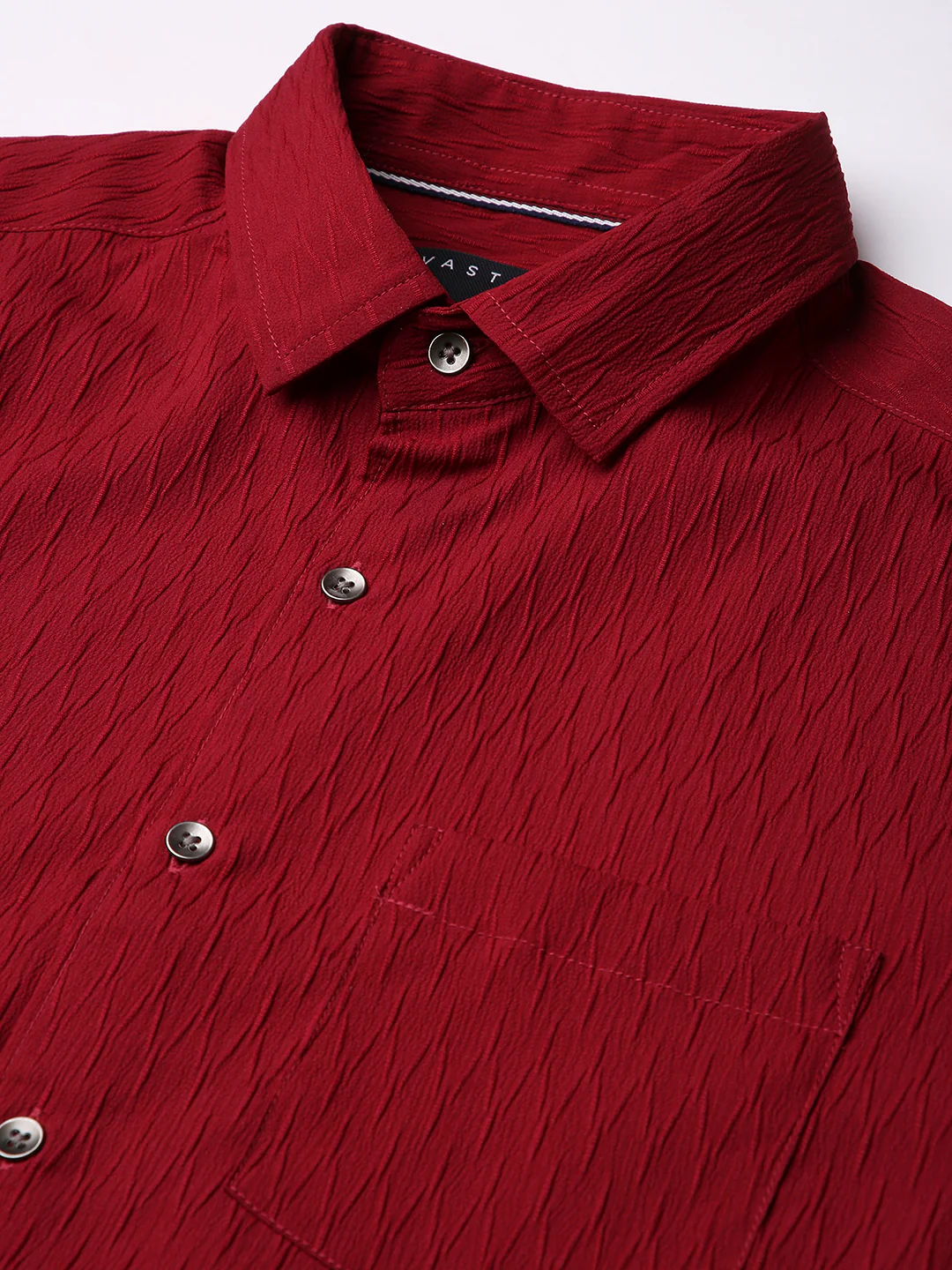 Deep Ruby Red Textured Shirt - Image 3