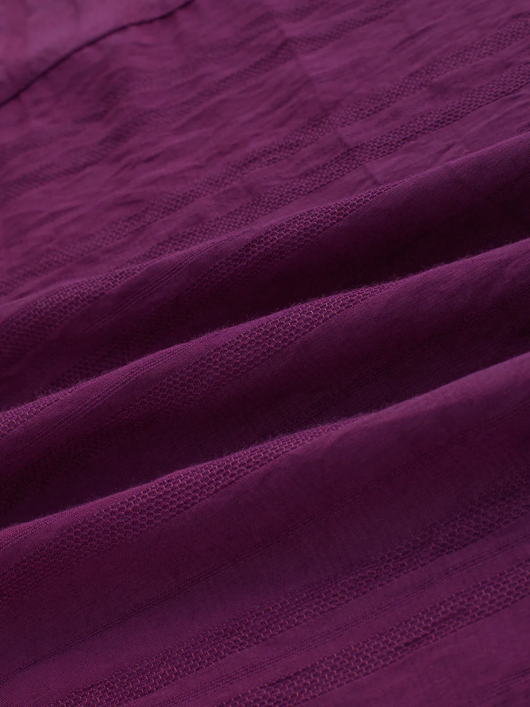 Deep Wine Horizontal Textured Boxy Fit Crop Shirt - Image 3