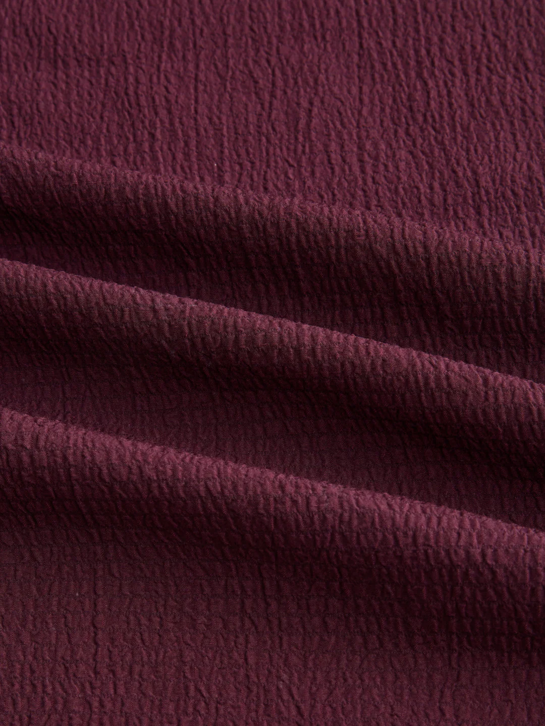 Deep Wine Minimal Weave Crinkled Shirt - Image 3