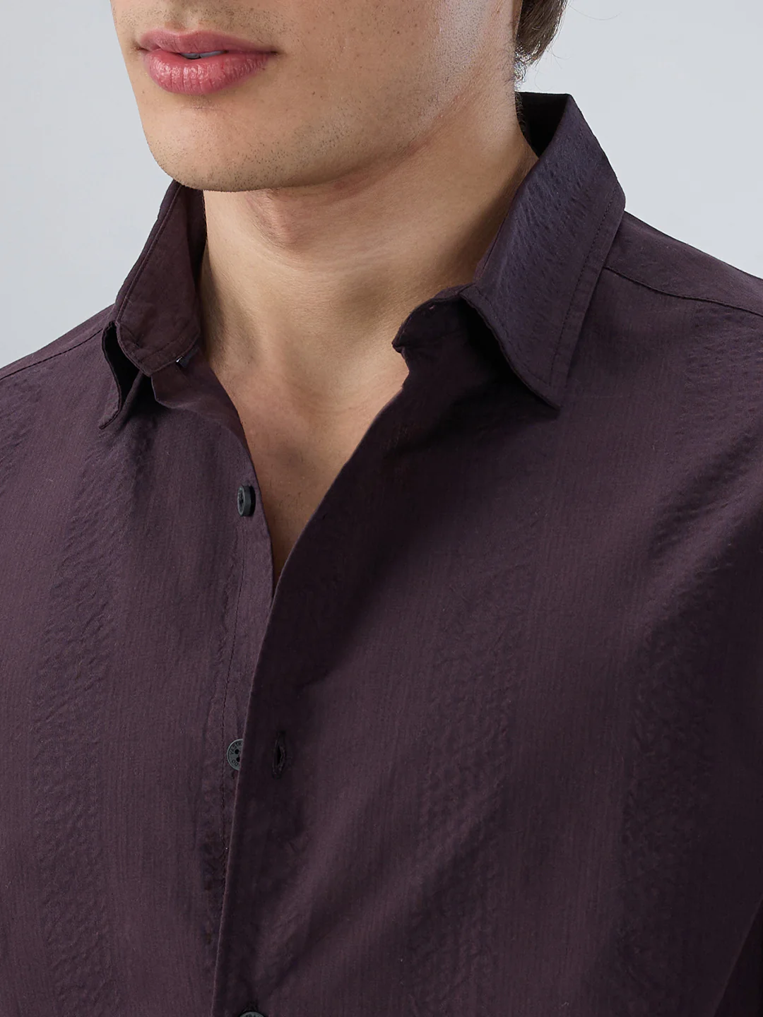 Deep Wine Striped Seersucker Shirt - Image 3