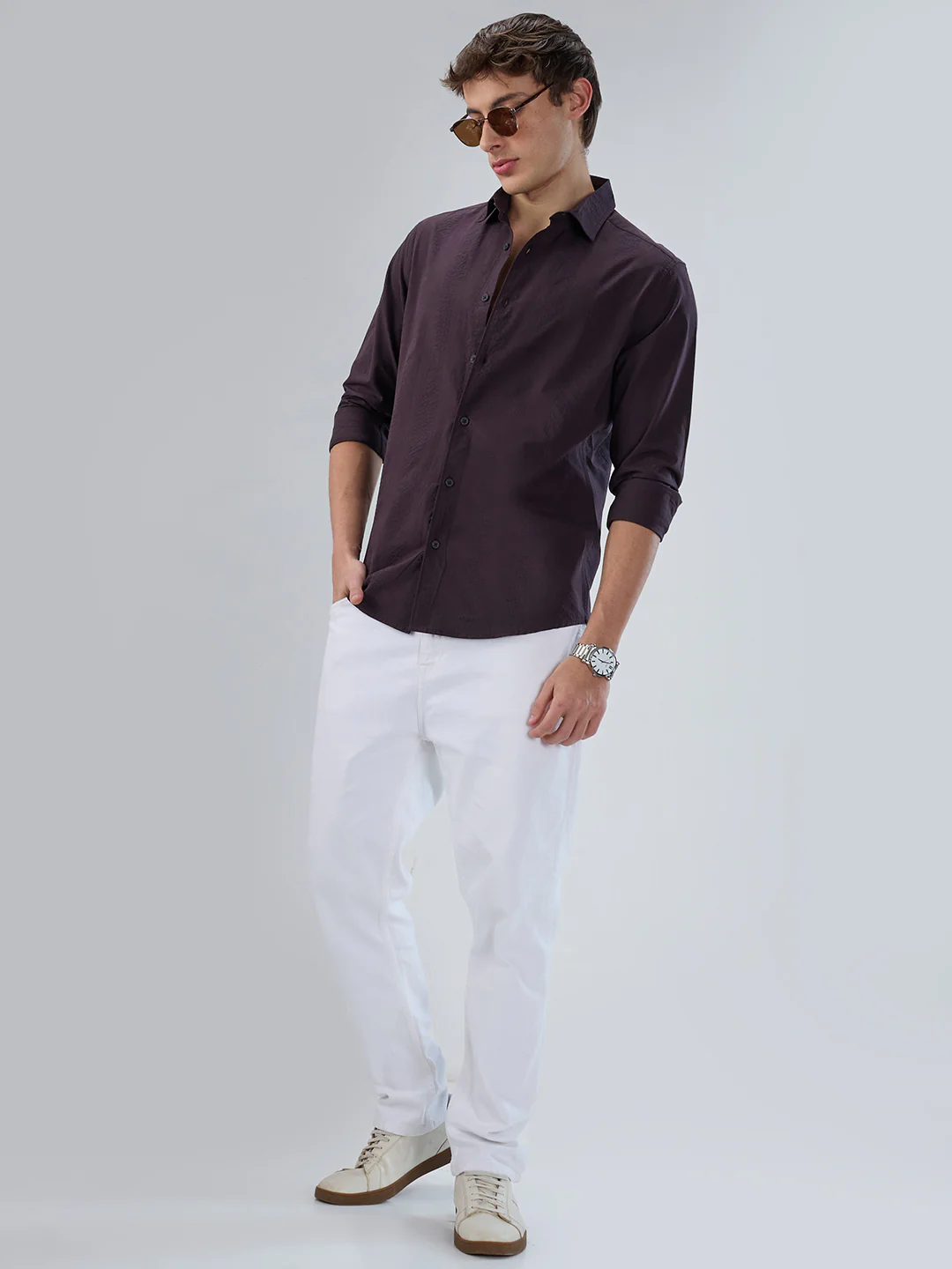 Deep Wine Striped Seersucker Shirt - Image 8