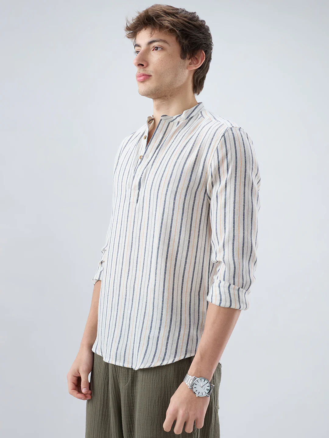Delicate Micro Stitch Multicolor Stripe Kurta - Image 6