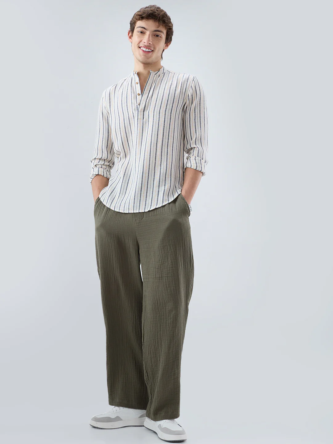 Delicate Micro Stitch Multicolor Stripe Kurta - Image 8