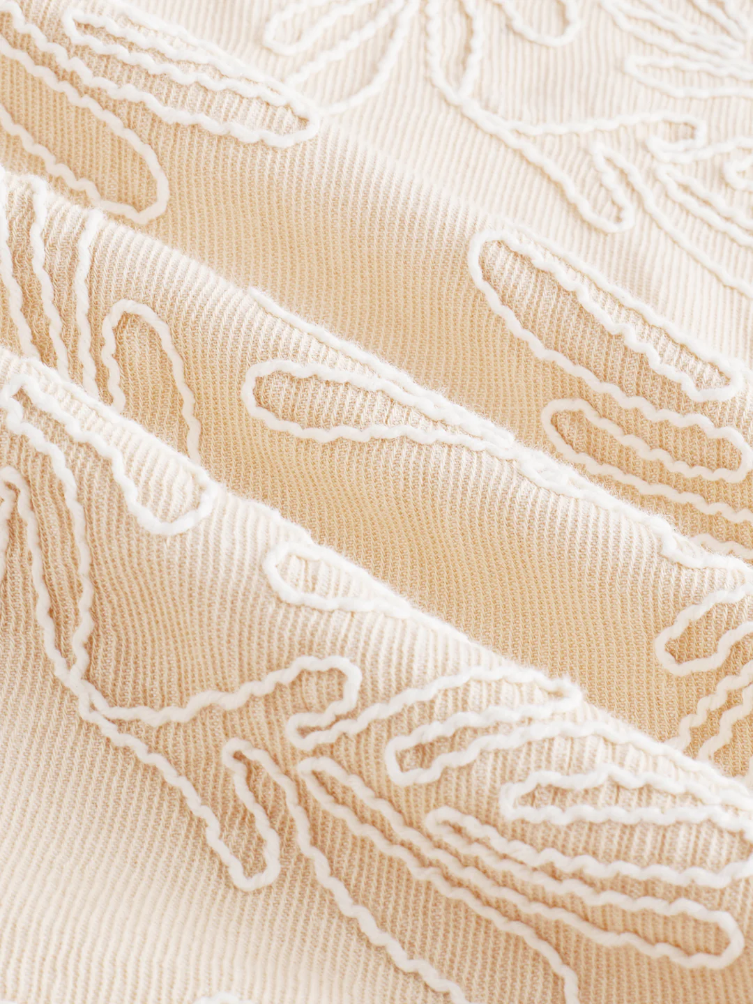 Denim Bisque Beige Artistic Embroidered Boxy Fit Crop Shirt - Image 8