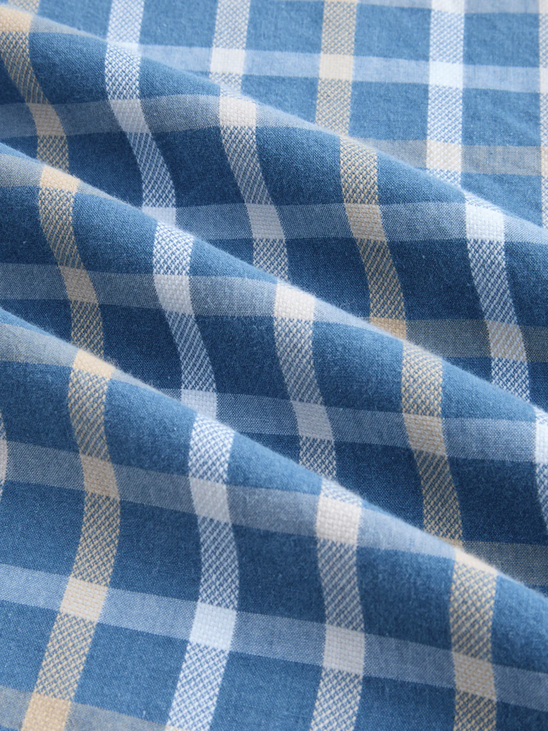 Denim Blue & Beige Comfort Checks Boxy Fit Crop Shirt - Image 3