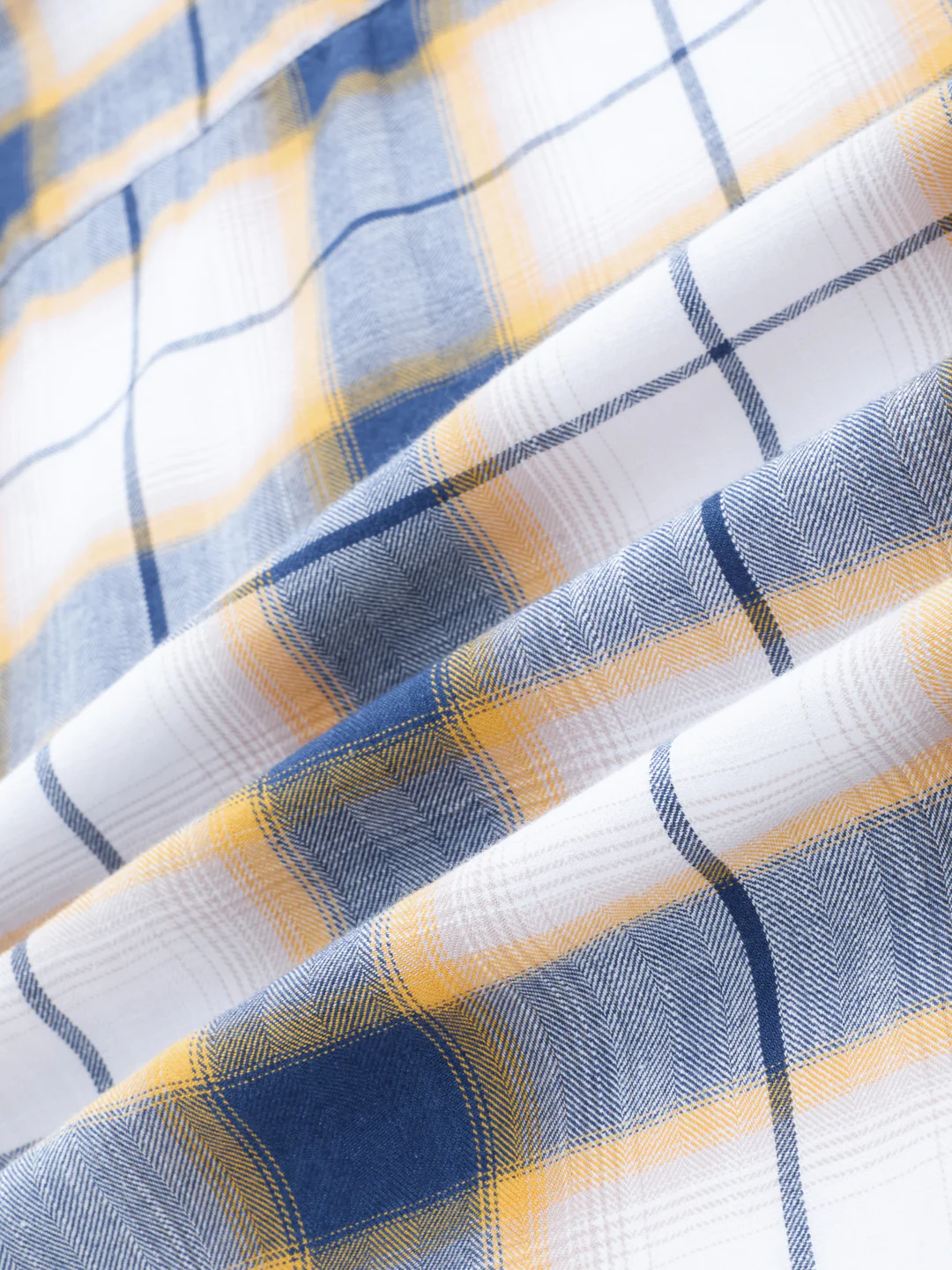 Denim Blue Herringbone Windowpane Checks Boxy Fit Shirt - Image 3