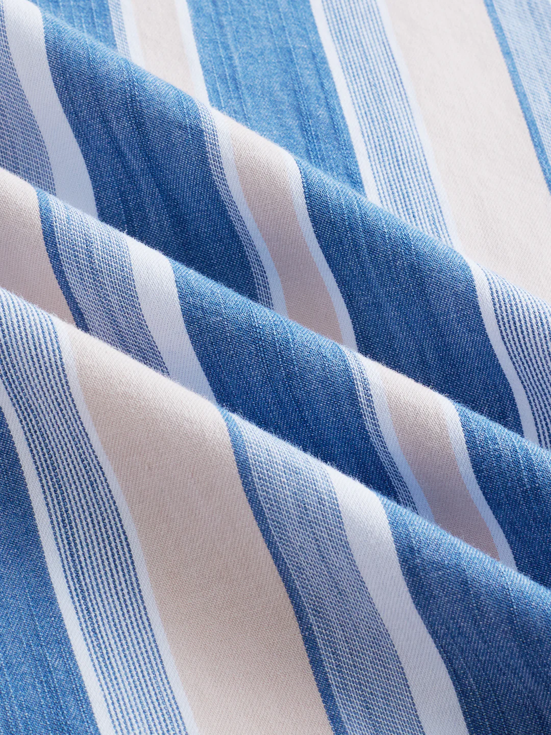Denim Blue & Peach Broad Striped Shirt - Image 9