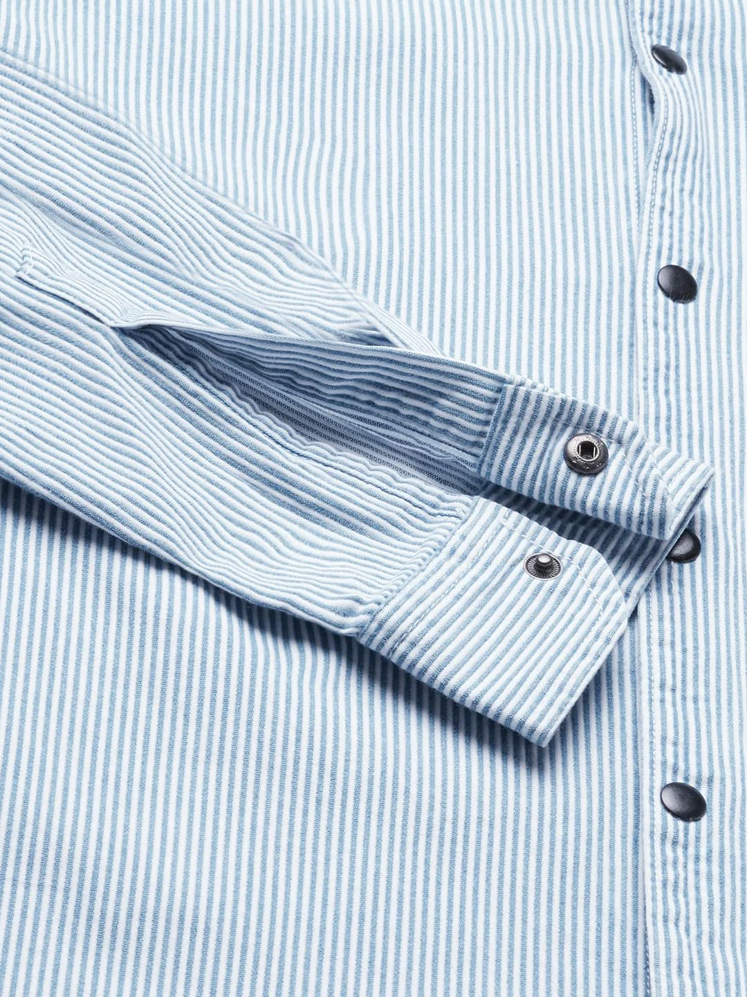 Denim Blue Pencil Stripe Shirt - Image 8