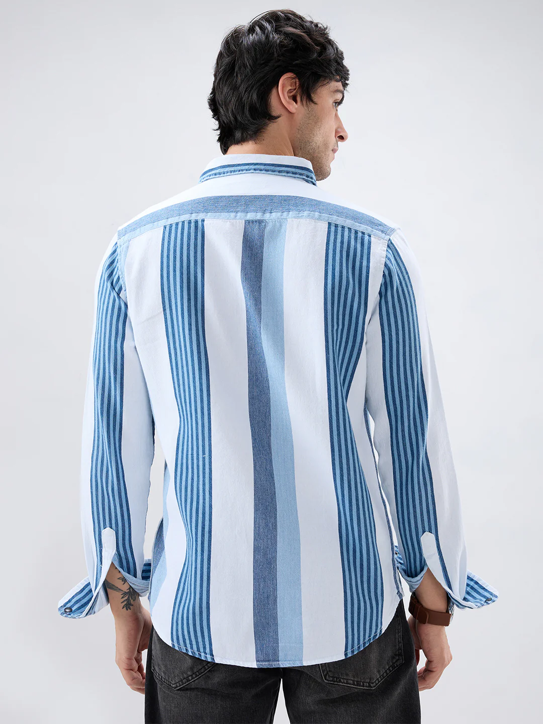 Denim Elegance Stripe Shirt - Image 6