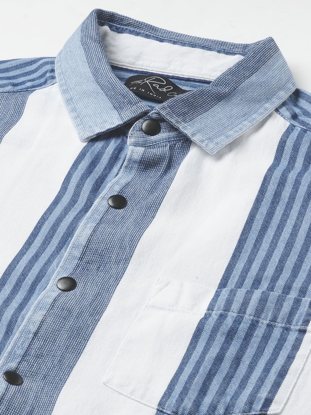 Denim Elegance Striped Shirt - Image 3