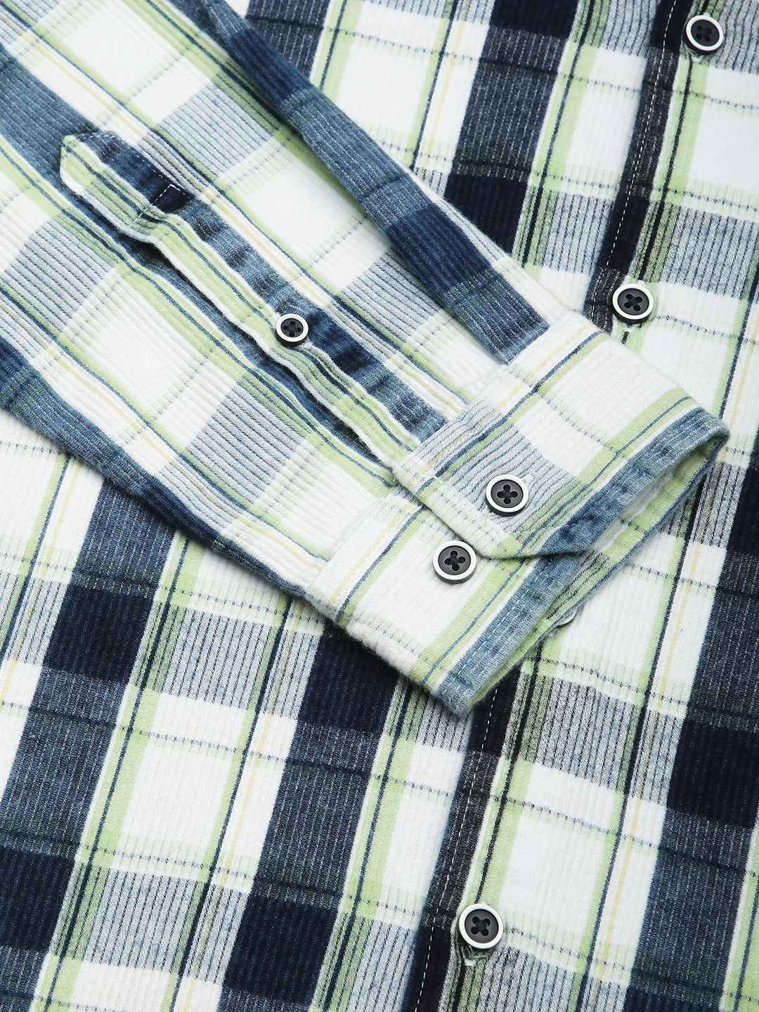 Denim Green & Navy Plaid Checks Shirt - Image 8