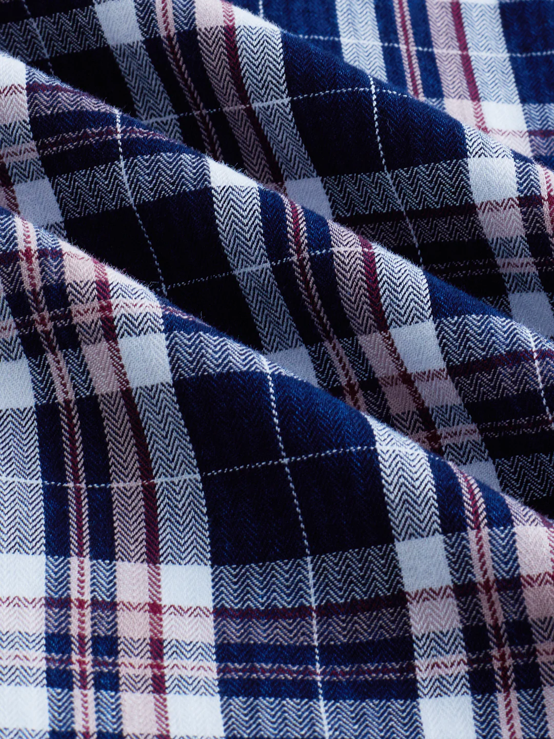 Denim White & Navy Herringbone Plaid Checks Shirt - Image 9