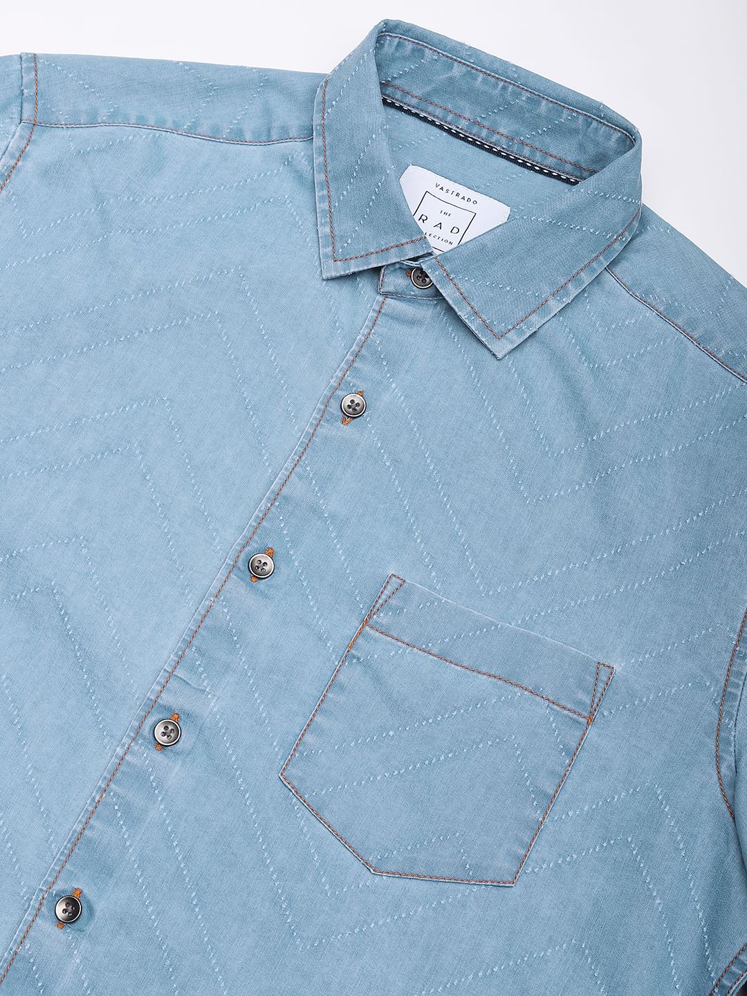 Denim Zig-Zag Laser Cut Shirt - Image 3