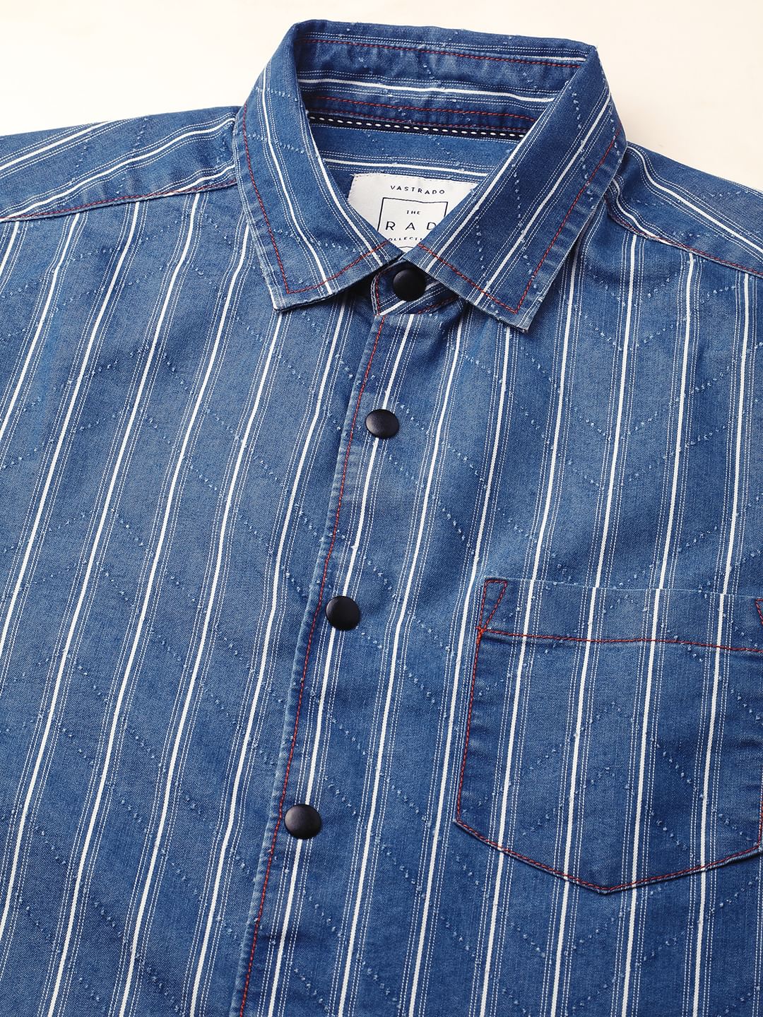 Denim Zig-Zag Laser Cut Shirt - Image 3