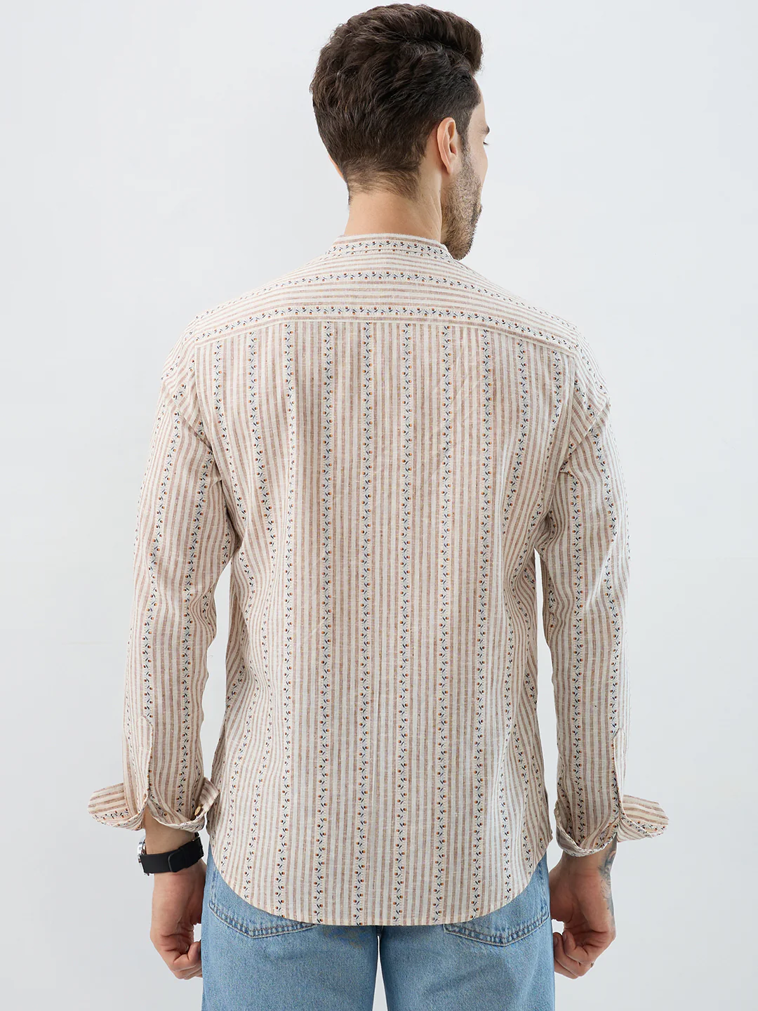 Desert Bloom Linen Blend Striped Kurta - Image 8