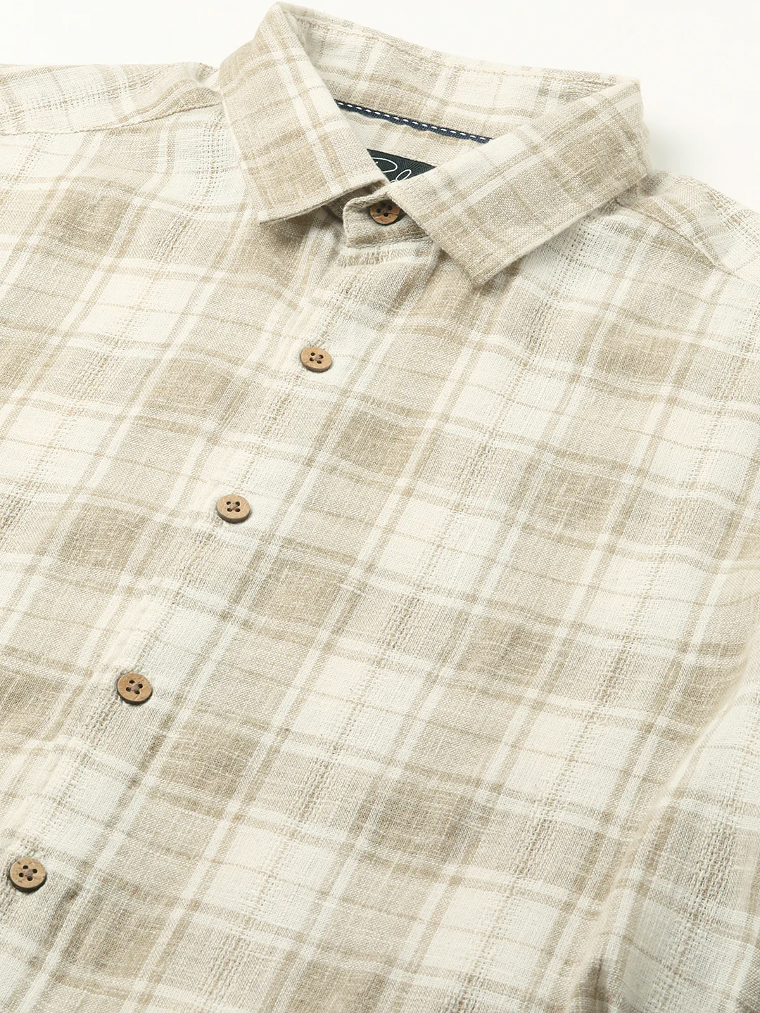 Desert Dune Coconut Checks Jacquard Shirt - Image 3