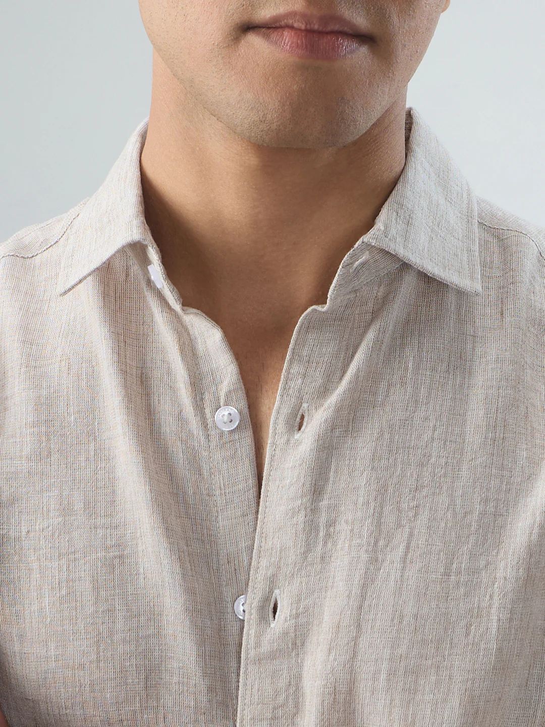 Desert Sand Beige Textured Shirt - Image 3