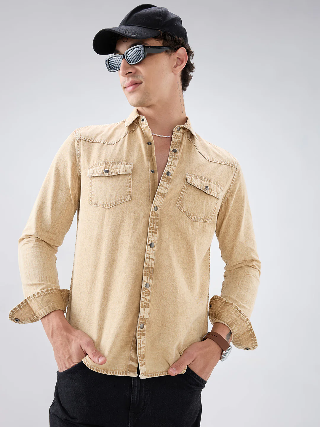 Desert Storm Vintage Acid Wash Double Pocket Shirt - Image 2