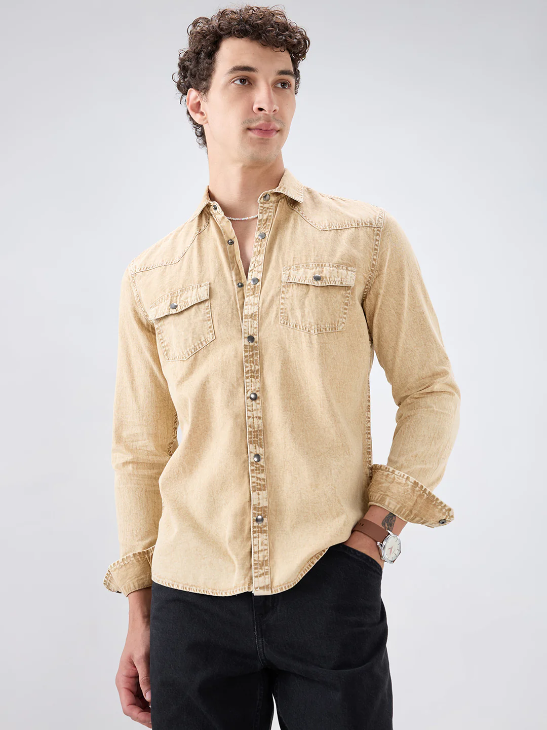 Desert Storm Vintage Acid Wash Double Pocket Shirt - Image 5