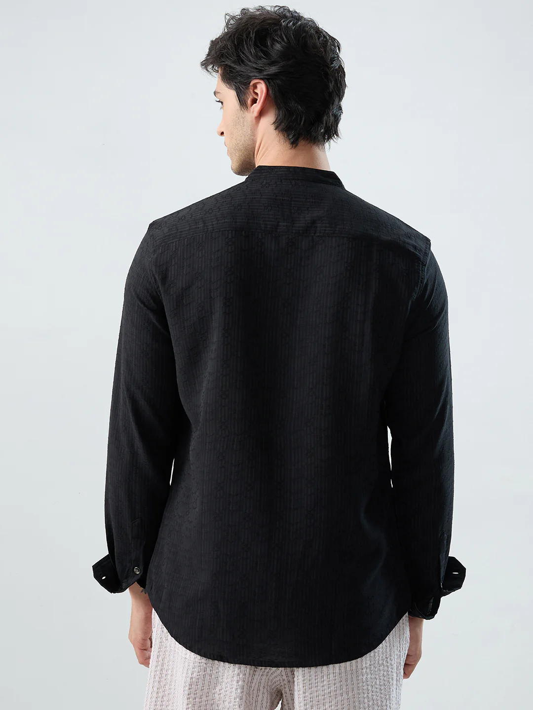 Detailed Black Textured Grace Kurta - Image 7