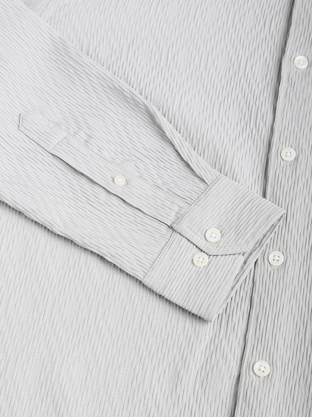Detailed Cloud Grey Jacquard Shirt - Image 3
