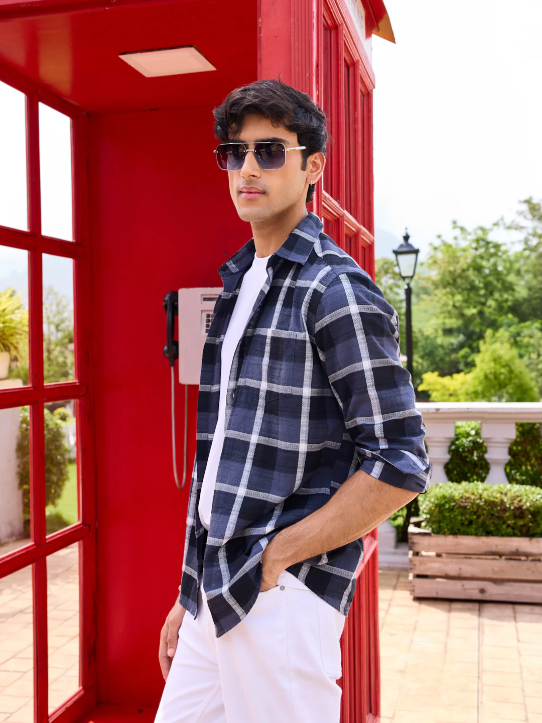 Diamond Weave Elegant Black & Grey Checks Jacquard Shirt - Image 4