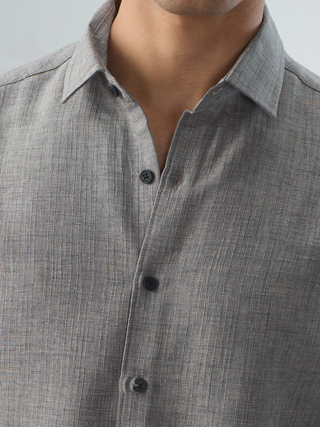 Dim Grey Slub Textured Shirt - Image 3