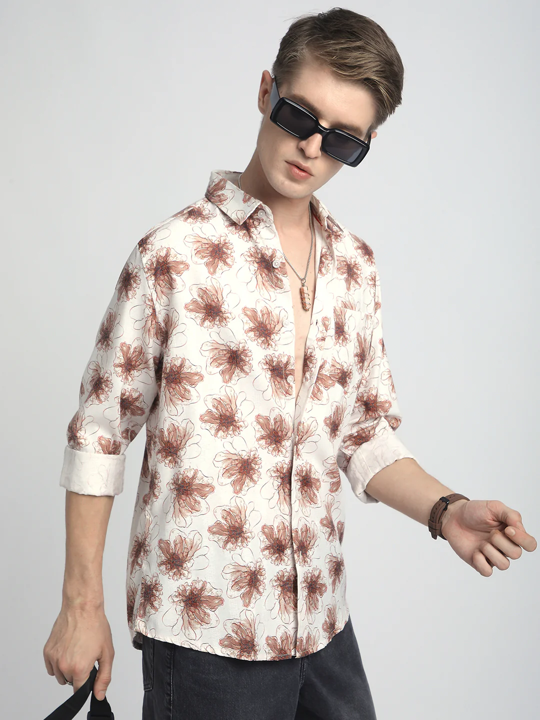 Doodle Florals Soft Beige Shirt - Image 4