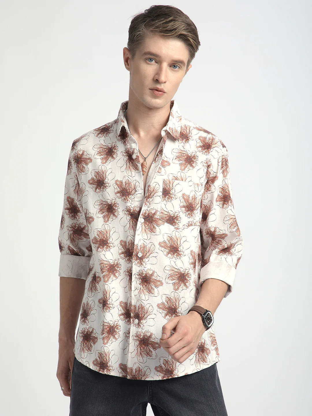 Doodle Florals Soft Beige Shirt - Image 5