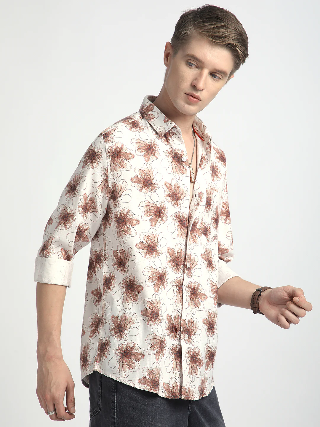 Doodle Florals Soft Beige Shirt - Image 6