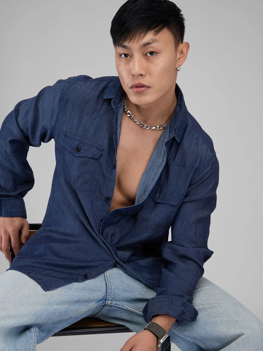 Double Pocket Denim Overshirt - Image 2