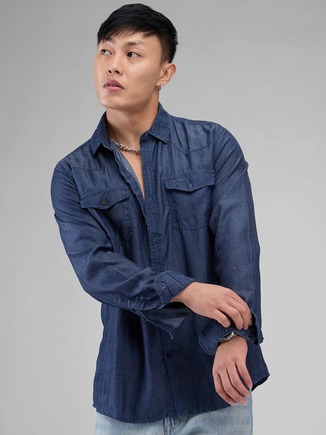 Double Pocket Denim Overshirt - Image 4