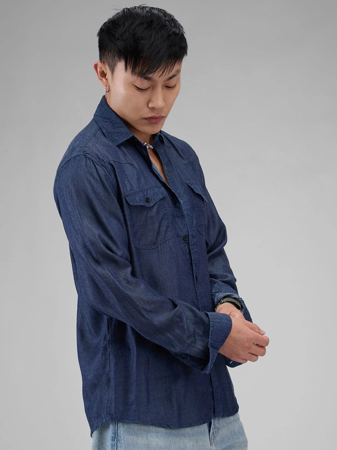 Double Pocket Denim Overshirt - Image 5