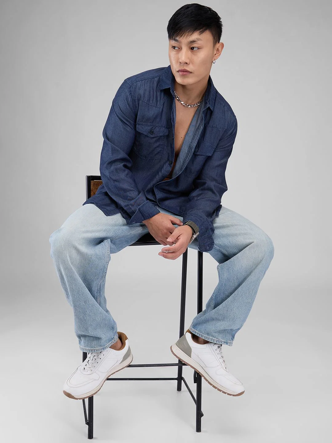 Double Pocket Denim Overshirt - Image 8