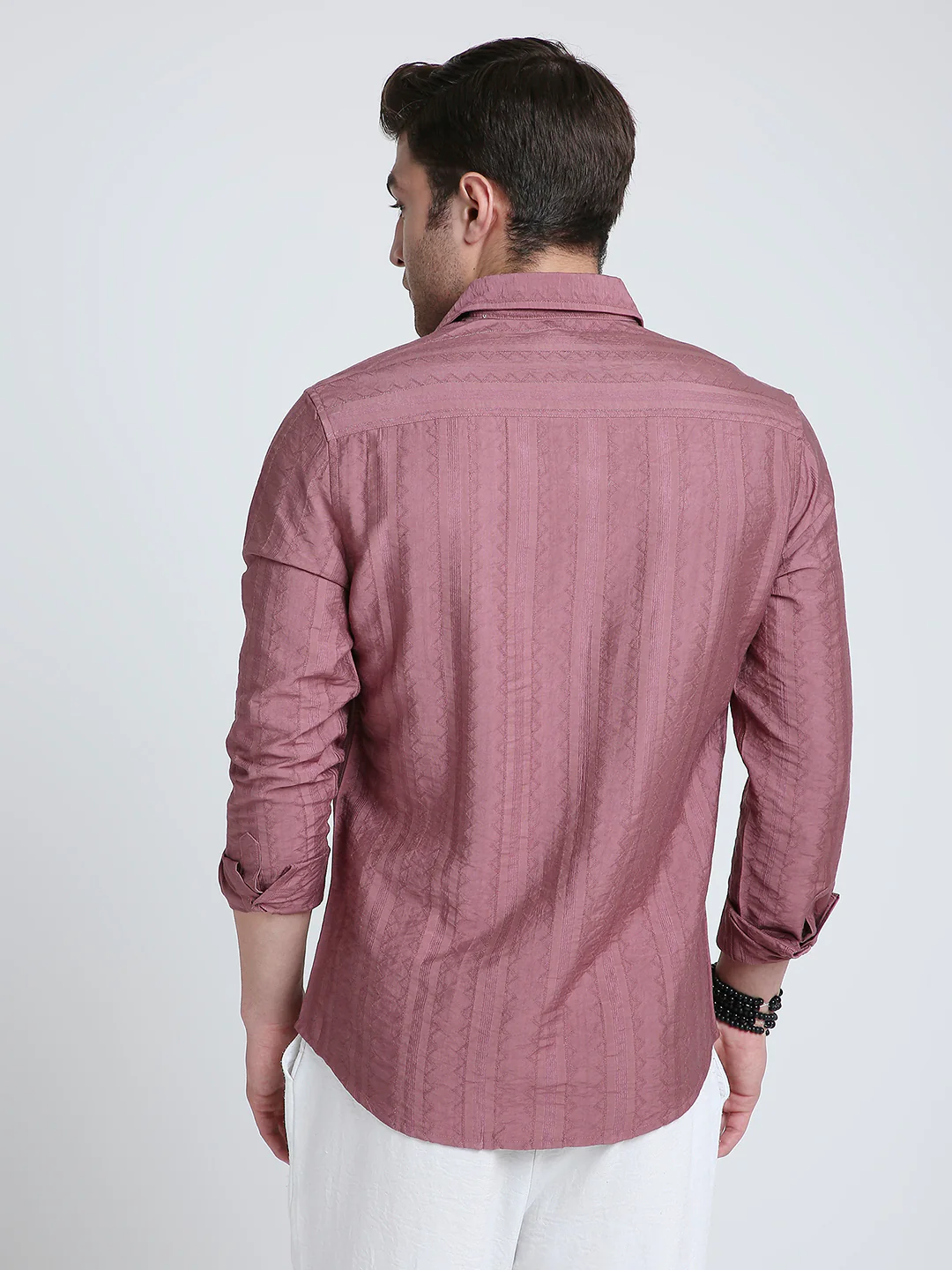 Dusky Rose Pink Jacquard Elegance Shirt - Image 6