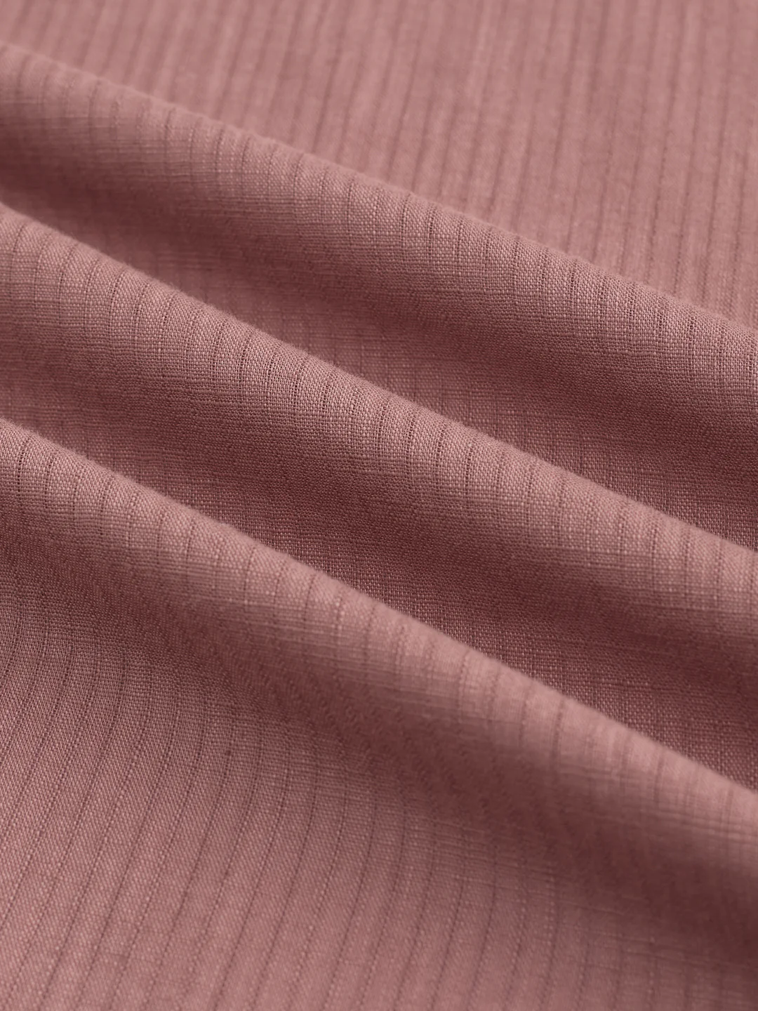 Dusty Brownish Pink Airy Striped Weave Boxy Fit Crop Shirt - Image 3