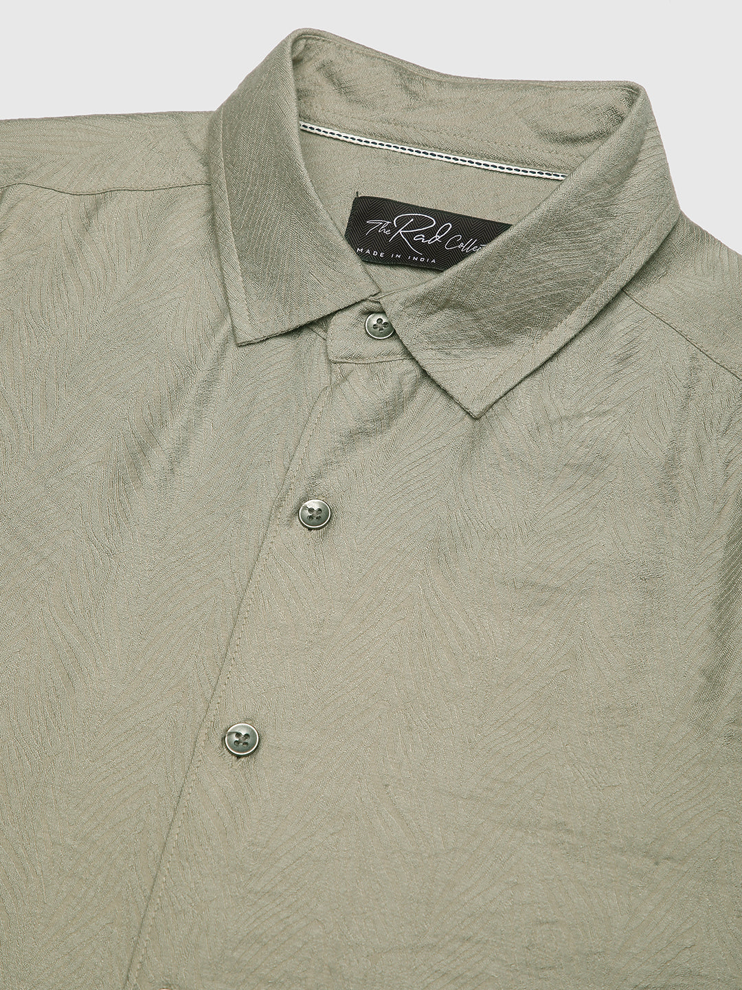 Dusty Olive Rhythmic Wave Textured Shirt - Image 3