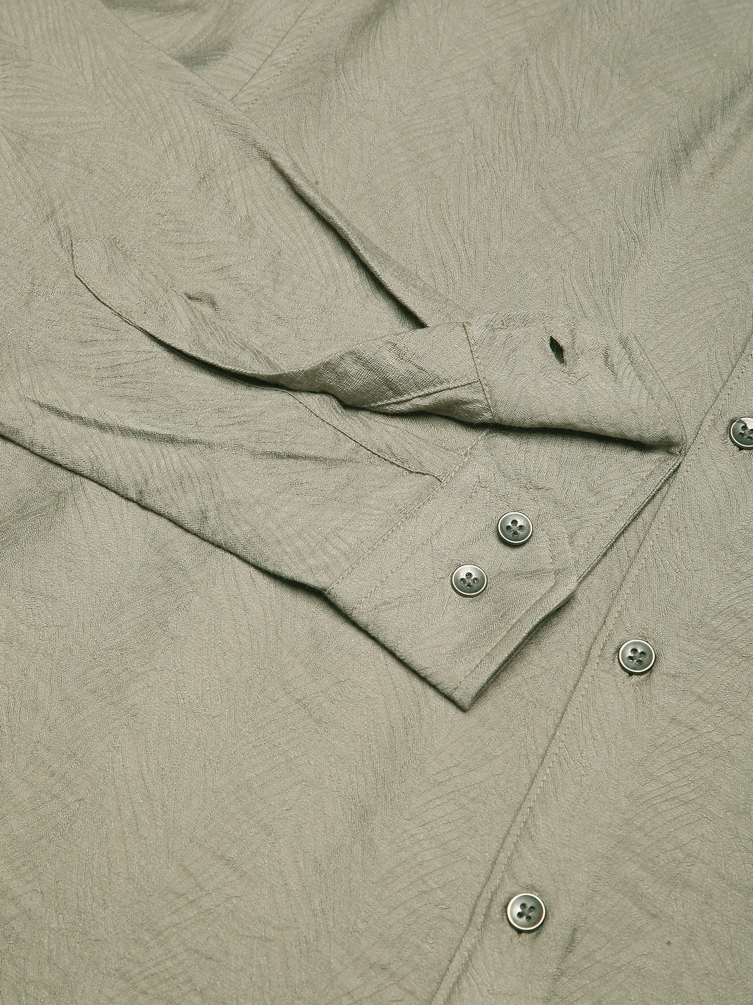 Dusty Olive Rhythmic Wave Textured Shirt - Image 9