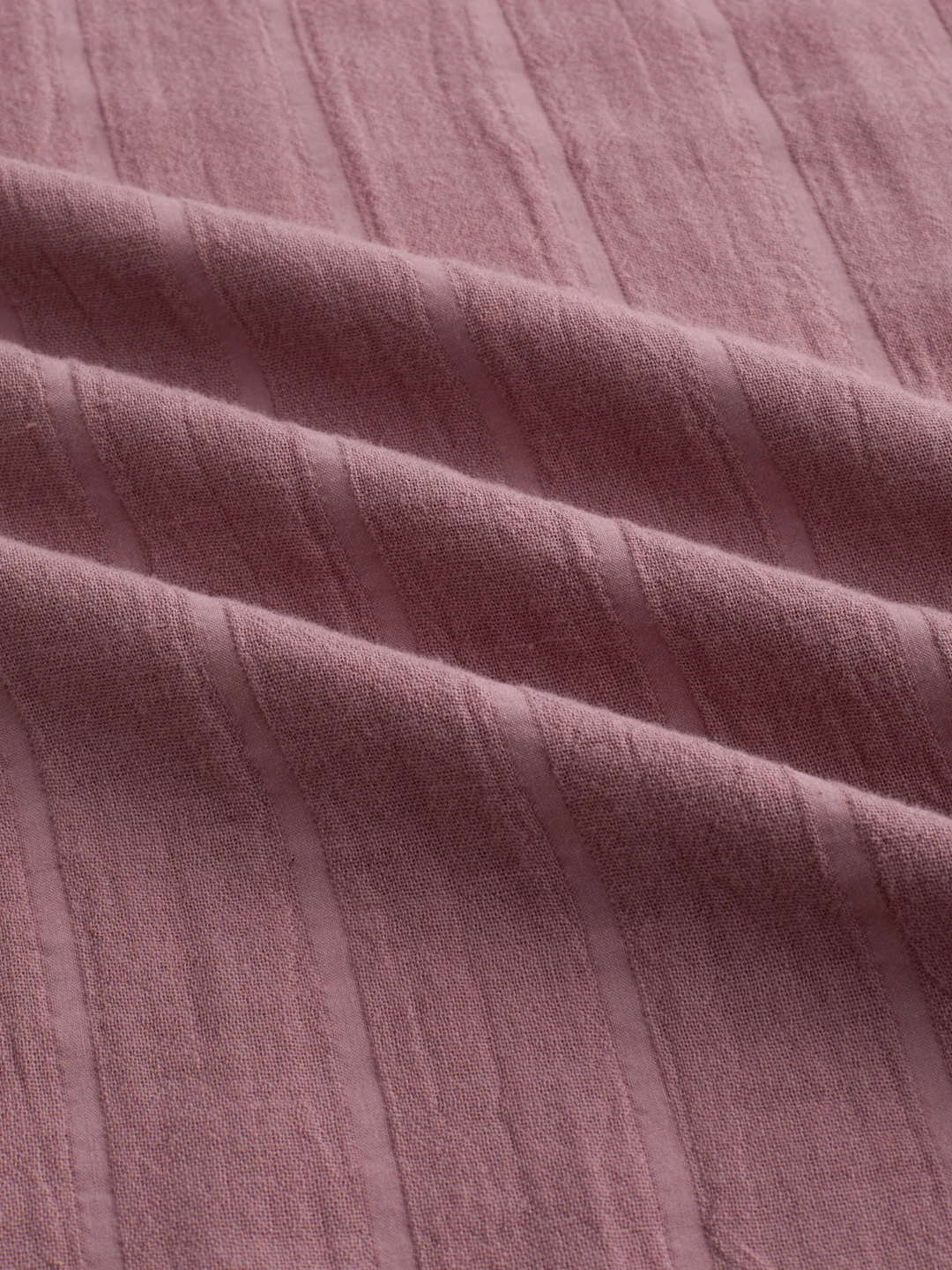 Dusty Peach Double Cloth Seersucker Striped Boxy Fit Crop Shirt - Image 3