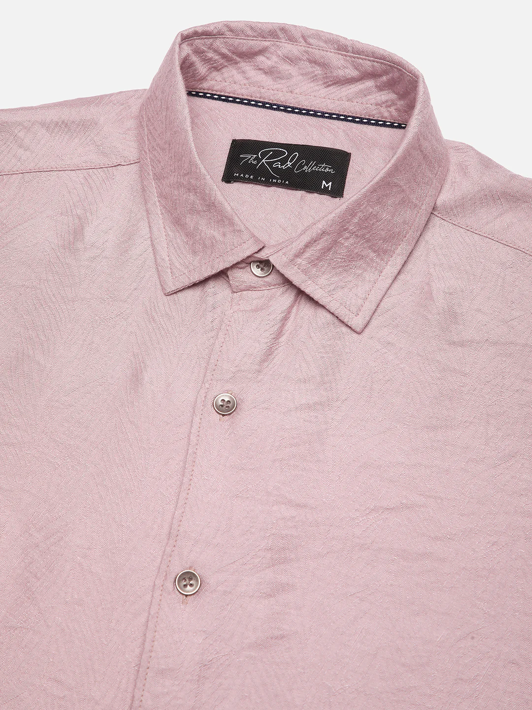 Dusty Rose Pink Rhythmic Wave Jacquard Shirt - Image 3